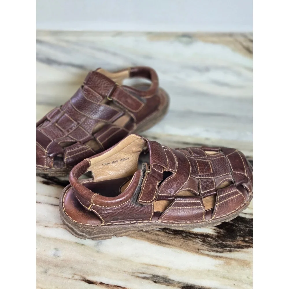 Brown Leather Fisherman Sandals‎ Caged Closed Toe Mens Size 10 44 M6504